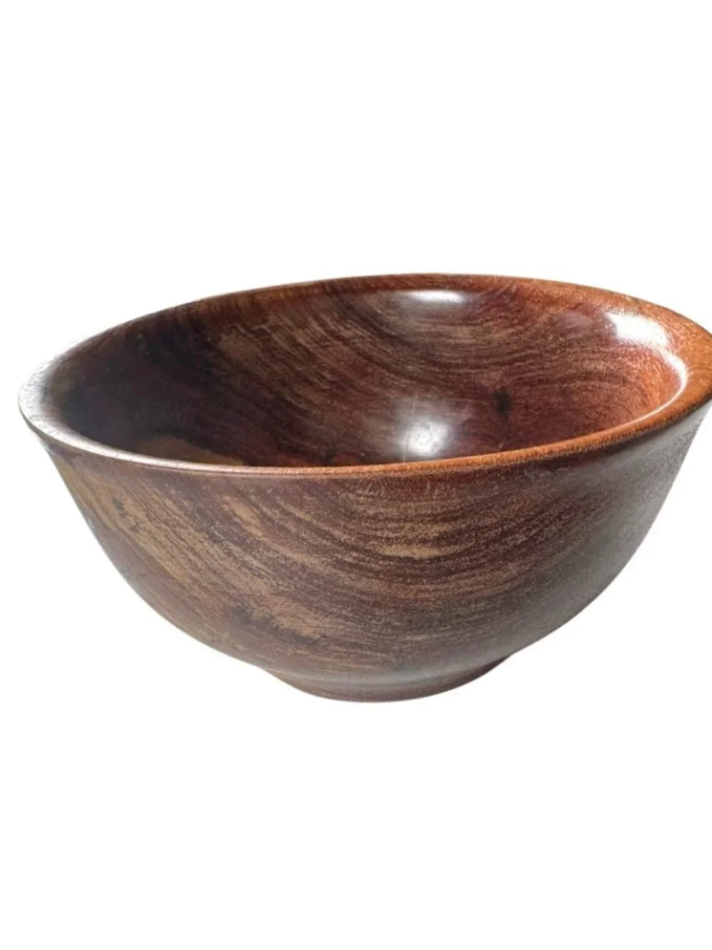 Handcrafted Wooden Bowl With Natural Grain Pattern Approx. 6
